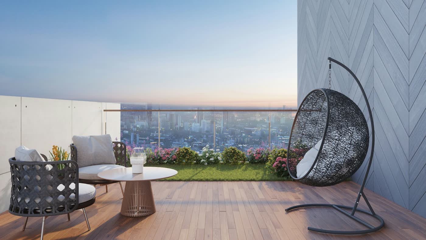 Terrasse avec vue sur la ville