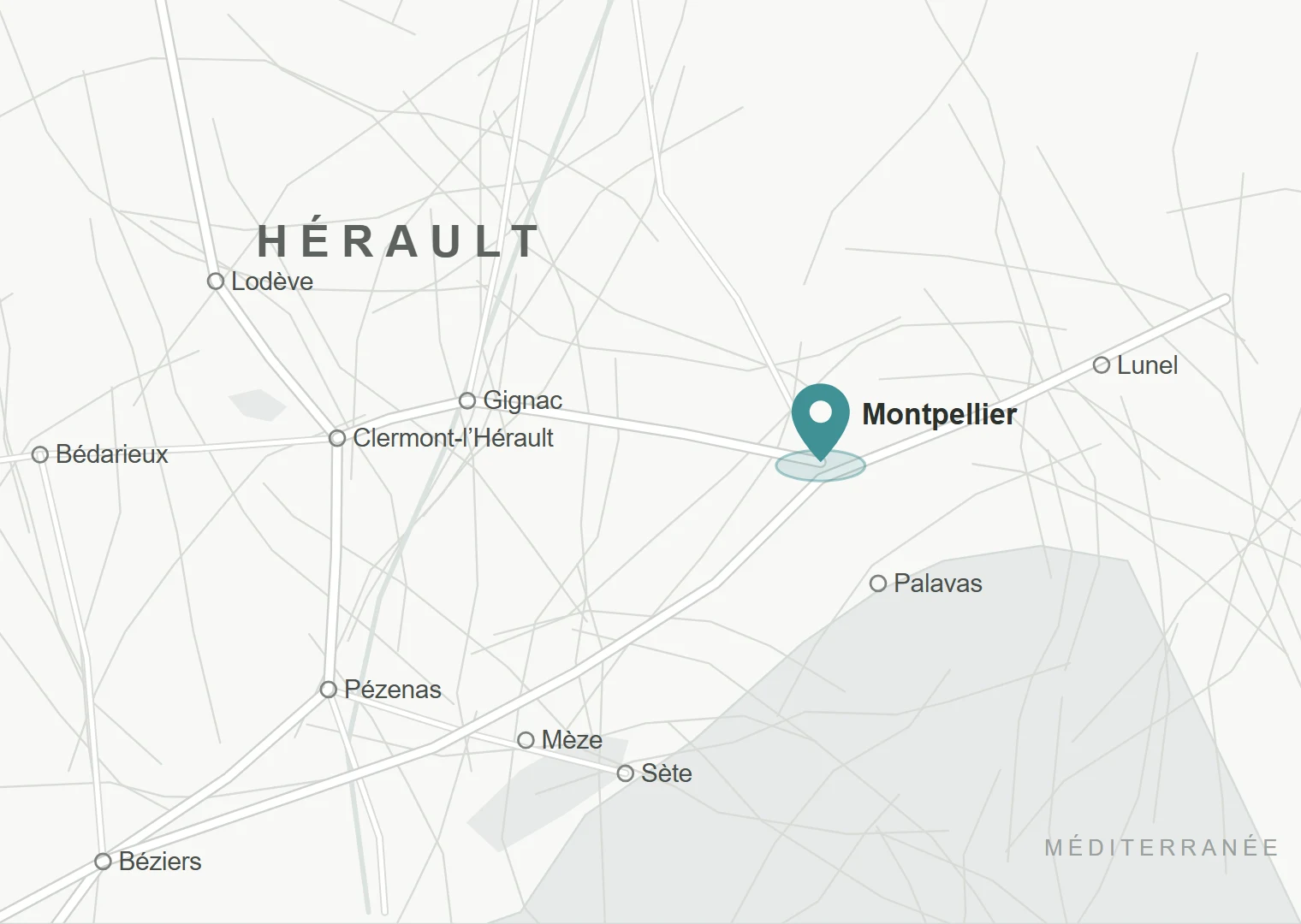 Carte du secteur de Diane : Montpellier, cœur d'Hérault et alentours